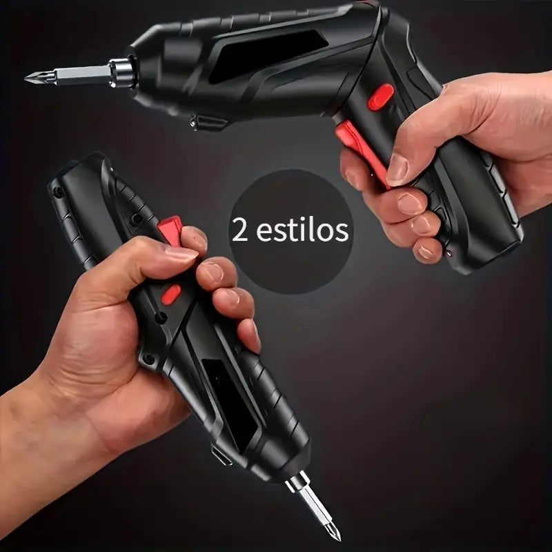 Kit Mini Taladro Destornillador Portatil 47 Piezas + Alargador Flexible 🧰