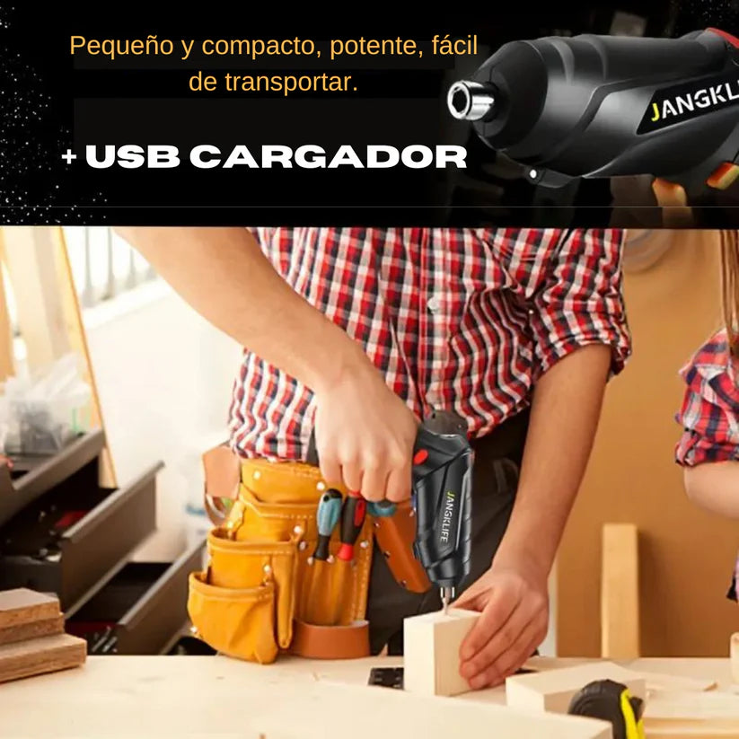 Kit Mini Taladro Destornillador Portatil 47 Piezas + Alargador Flexible 🧰