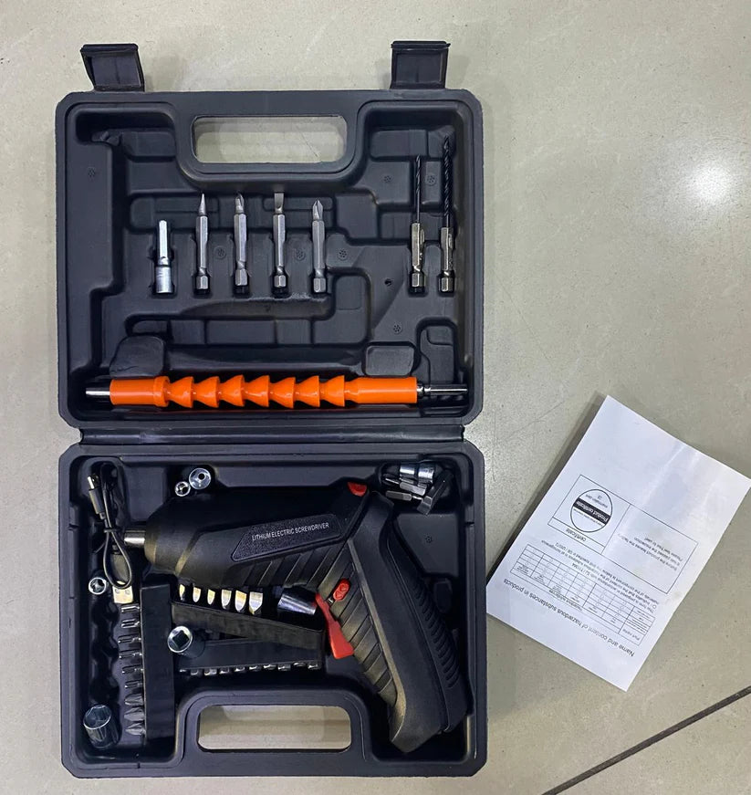 Kit Mini Taladro Destornillador Portatil 47 Piezas + Alargador Flexible 🧰