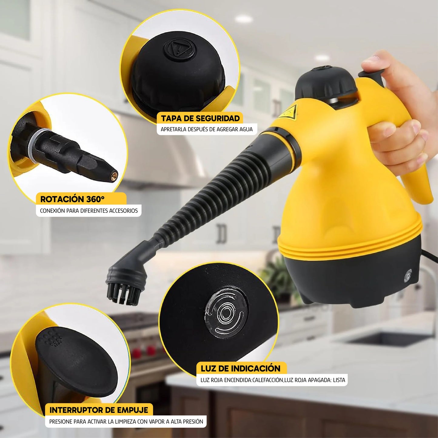 Máquina a Vapor para Limpieza Multifuncional con 9 accesorios