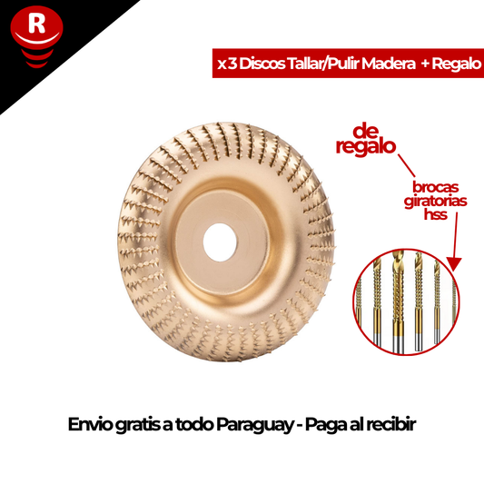 Discos para Tallar/Pulir Madera X3+ Brocas Giratorias Hss de regalo 🎁