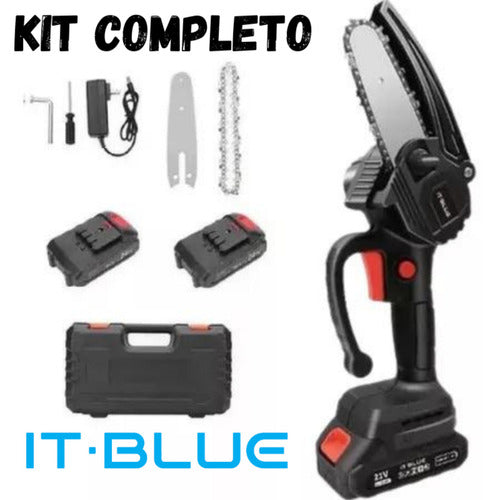 Kit Mini Motosierra IT - BLUE con 2 batería recargable de 21 V