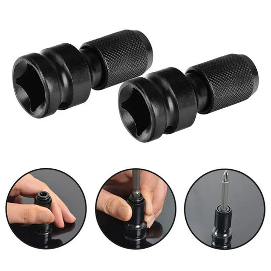 Pack de 2 Adaptadores Enchufe Hembra Hexagonal 1/2" a 1/4" para Taladros y Trinquetes
